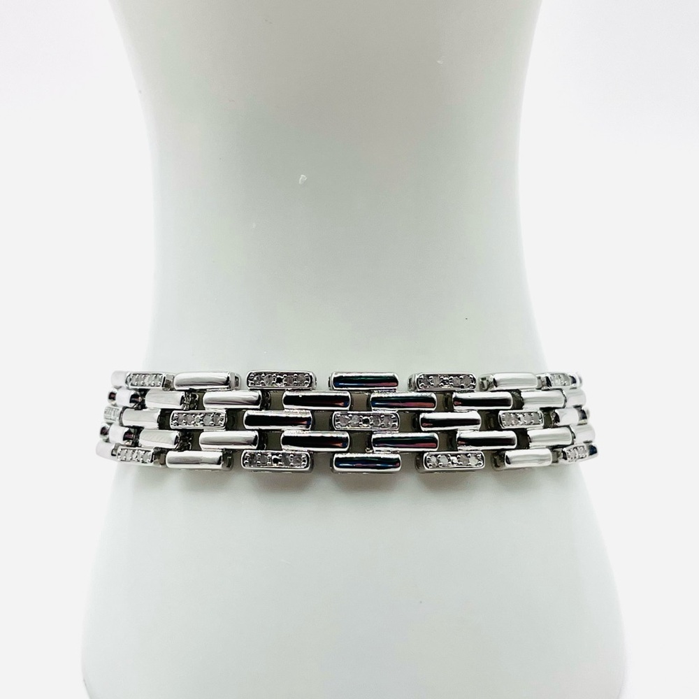 1.00 CT Natural Diamond Rhodium Bracelet
